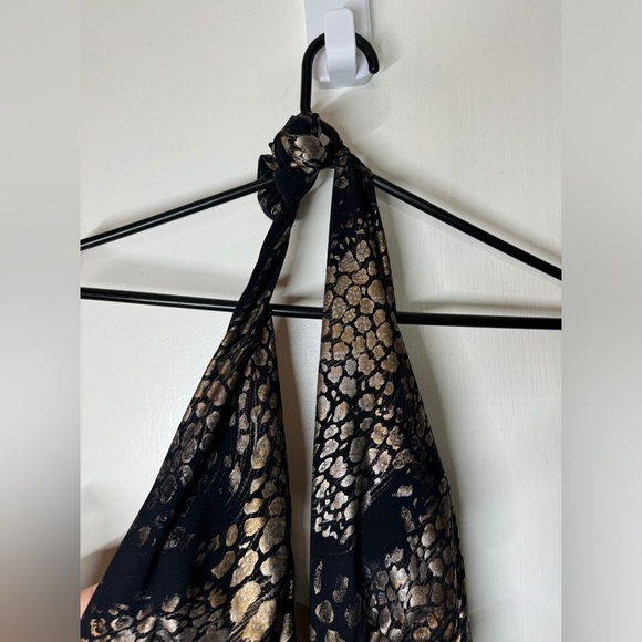 Magicsuit Black Gold Metallic Halter Bikini Tie Neck Swim Top Size 10 - Picture 5 of 13